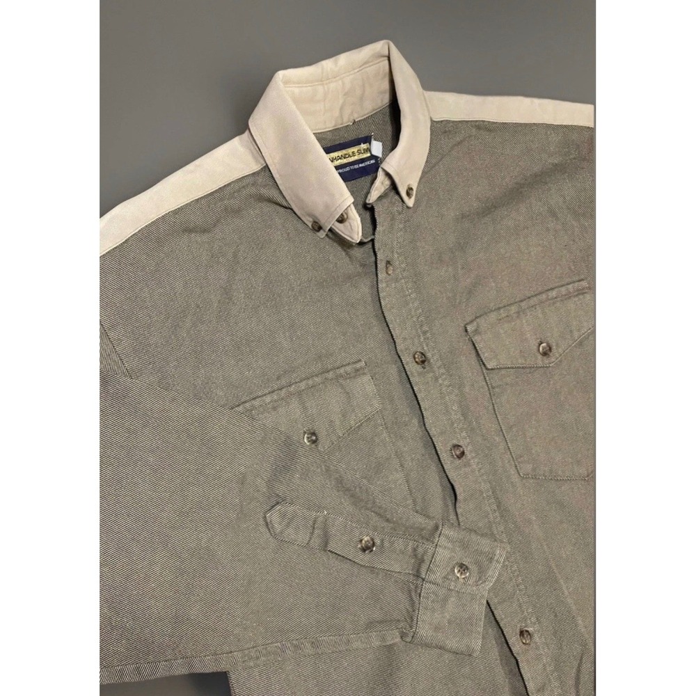 Panhandle Slim Men's Western Brown Tan Long sleeve Button Down 15.5 34